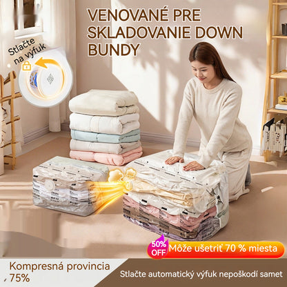 【5-dielna sada】 Veľké, stlačiteľné vákuové úložné vrecko: nevyžaduje pumpičku, je nepriepustné a ideálne na úsporu miesta v kufri a doma