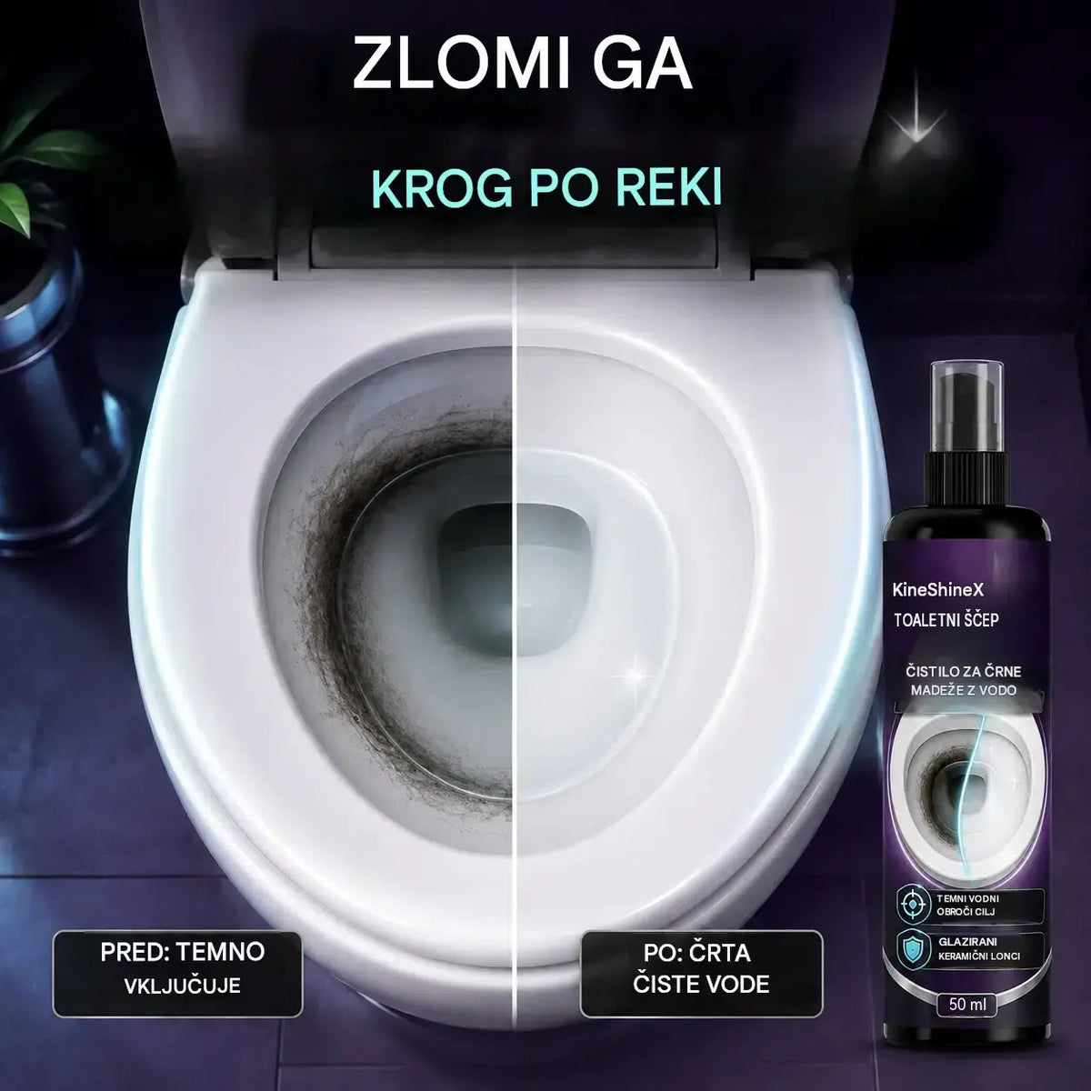 ✨【Kupi 1, dobi 1 brezplačno】🚽Čistilo za straniščno školjko odstrani črne madeže in vodni kamen ob vodni gladini ter trdovratno umazanijo.
