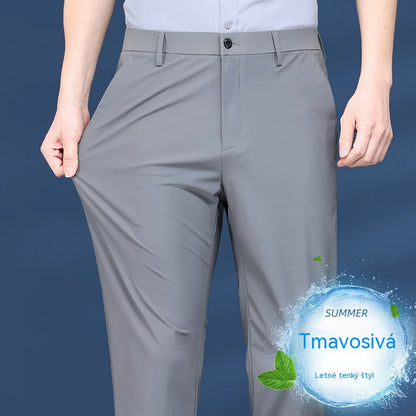 ✨【57.6-107.5KG】🧊Pánske letné tenké, vysoko elastické, priedušné, rovné nohavice