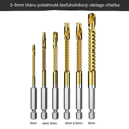 🛠️🔧(6 kusov)2v1 titánom potiahnutý vysokorýchlostný oceľový špirálový vrták – šesťhranná stopka, vhodný na vŕtanie a drážkovanie dreva a kovu🔩