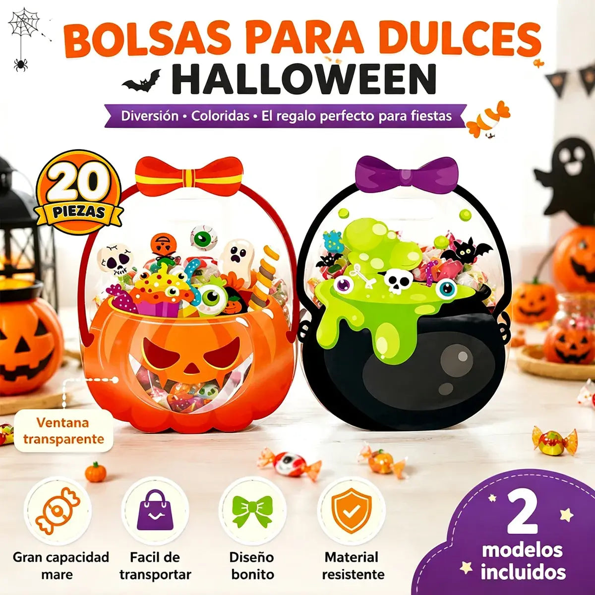 🎃🎁【1 sada za 20ks.】Cukrovinky, vrecká na občerstvenie – vhodné na každodenné použitie, sviatky aj ako darček