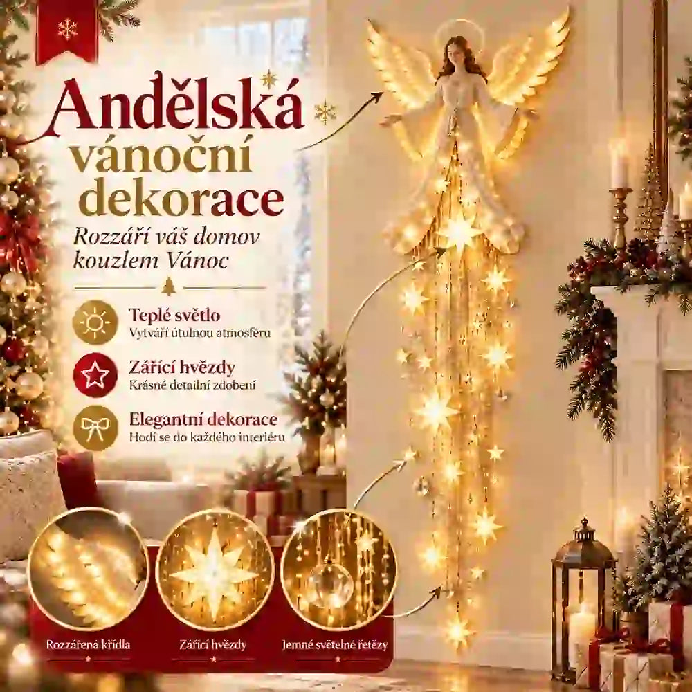 🎄💡Nástenné svietidlo Starfall „Anjelské požehnanie“ – vianočná nástenná dekorácia