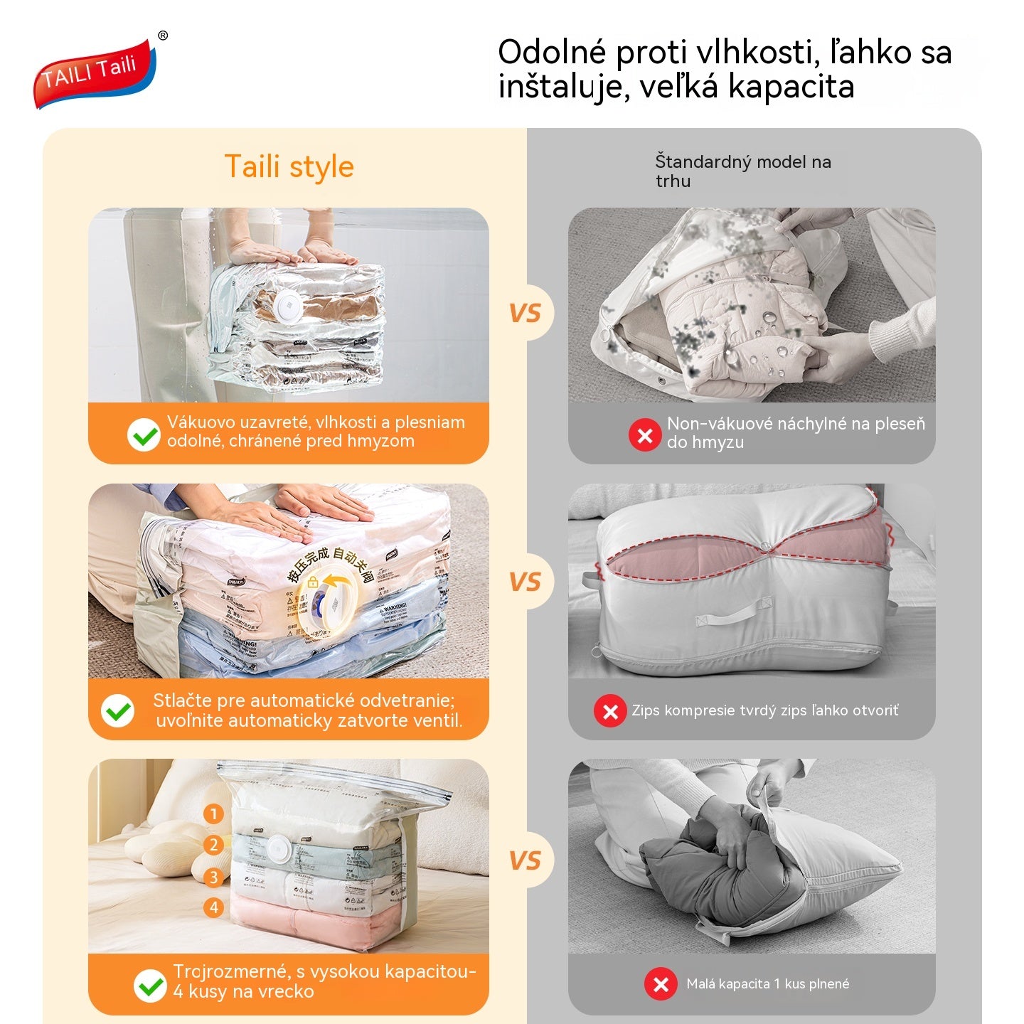 【5-dielna sada】 Veľké, stlačiteľné vákuové úložné vrecko: nevyžaduje pumpičku, je nepriepustné a ideálne na úsporu miesta v kufri a doma