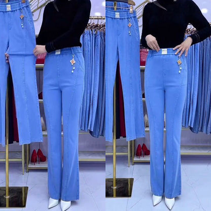🏆👖【S-4XL】Dámske strečové džínsy s vysokým pásom
