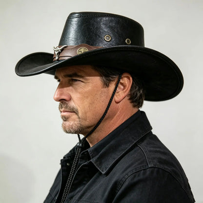 🤠Užite si teraz 50% zľavu! 🌟Retro kovbojský klobúk so širokým okrajom a kapucňou - fedora v štýle Distressed Western