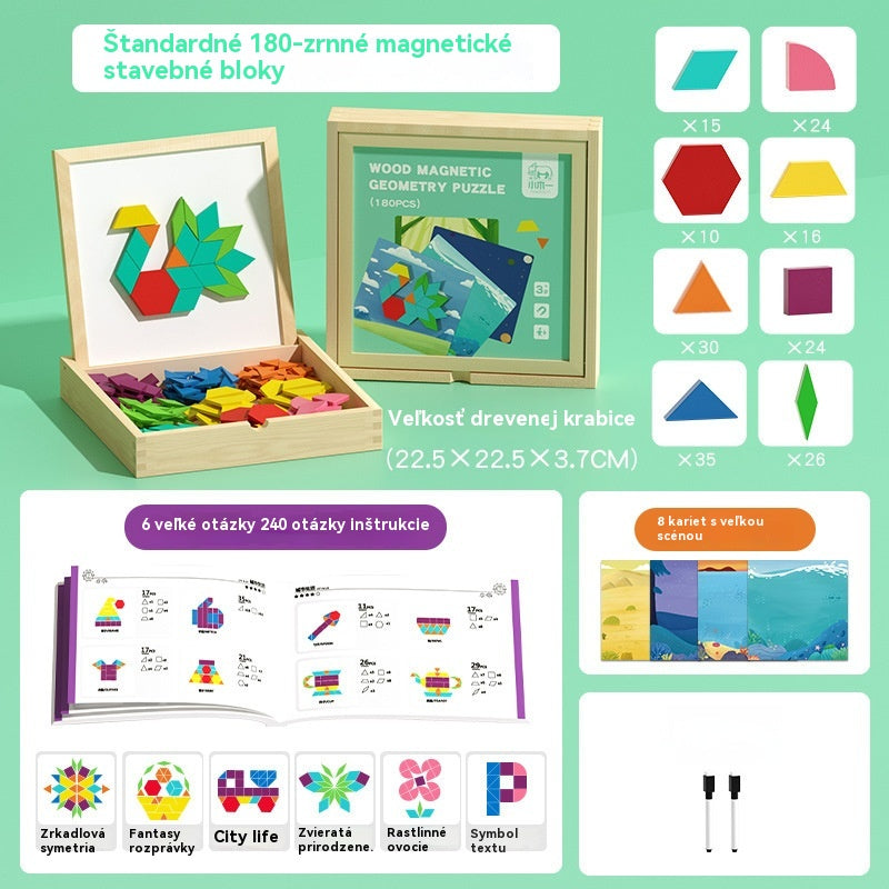 ✨🧩Geometrické magnetické stavebné bloky Tangram