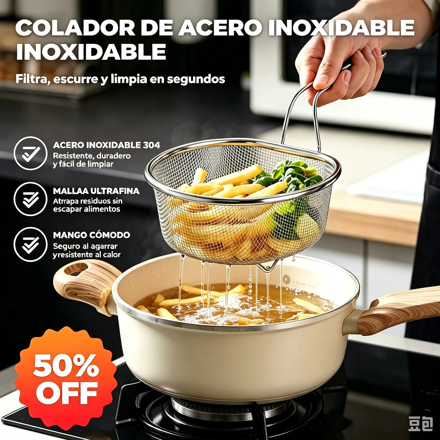 🔥🥳50 % ZĽAVA🥗🍲Filtračný košík z nerezovej ocele