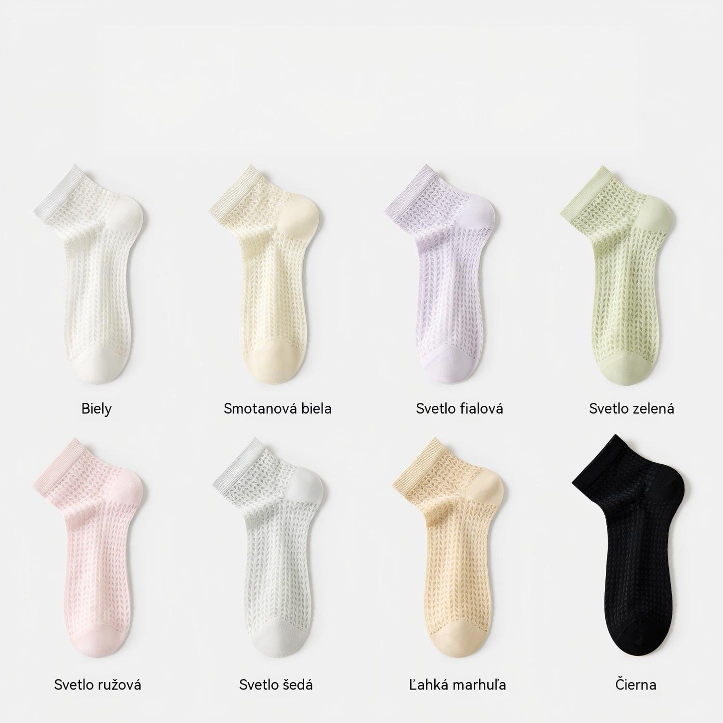 🧦【8 párov】🧊Tenké hodvábne sieťované ponožky do polovice lýtok s chladivými, zápachom odolnými a antibakteriálnymi vlastnosťami