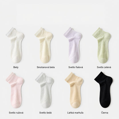 🧦【8 párov】🧊Tenké hodvábne sieťované ponožky do polovice lýtok s chladivými, zápachom odolnými a antibakteriálnymi vlastnosťami