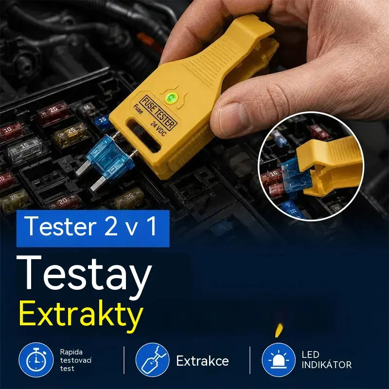 ⚡💥Tester pojistek do auta a kleště 2 v 1 (kompatibilní s 12V/24V / zelená LED kontrolka / nastavitelná rozteč / vytahovací kleště / použití v autě, nákladním autě, lodi)! 🚗✨