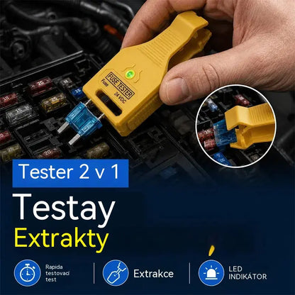 ⚡💥Tester pojistek do auta a kleště 2 v 1 (kompatibilní s 12V/24V / zelená LED kontrolka / nastavitelná rozteč / vytahovací kleště / použití v autě, nákladním autě, lodi)! 🚗✨
