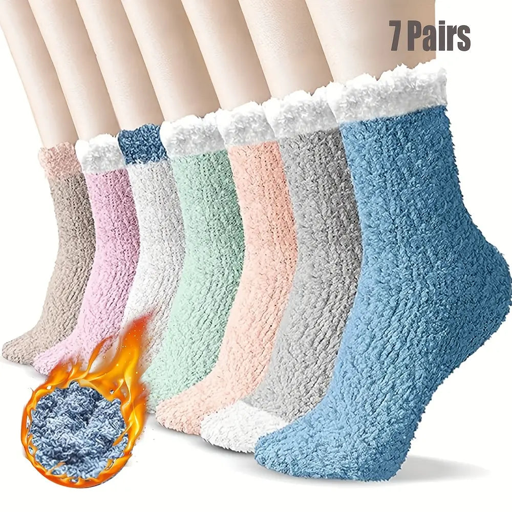 🔥📣【7 párov】🧦Dámske útulné fleecové nohavice s teplými zimnými ponožkami
