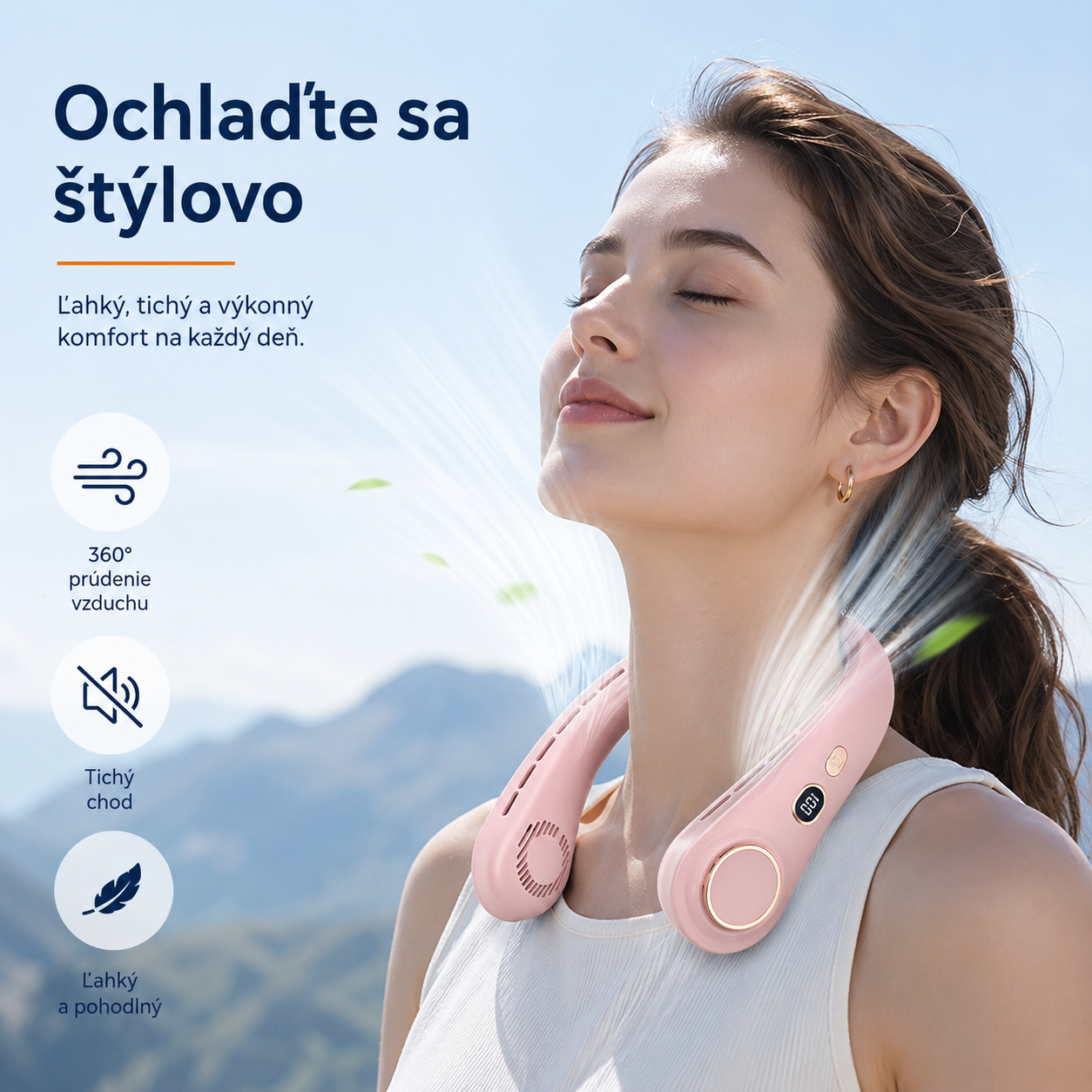 🥳💨 Ventilátor klimatizácie s montážou na krk – ultratichý, s 360° rotáciou, tromi nastaveniami rýchlosti vetra. Ovládanie bez použitia rúk, chladný a pohodlný, super dlhá výdrž batérie. Letná nevyhnutnosť! 😎🌬️