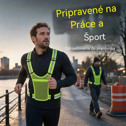 【🔥2 kusy】Reflexná vesta s vysokou viditeľnosťou, nastaviteľná, s vreckami, bezpečná bežecká výbava.