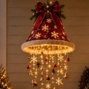 🎅 Vianočná čiapka so snehovou vločkou a krištáľovým LED svetlom. Magická žiara na verandu ✨