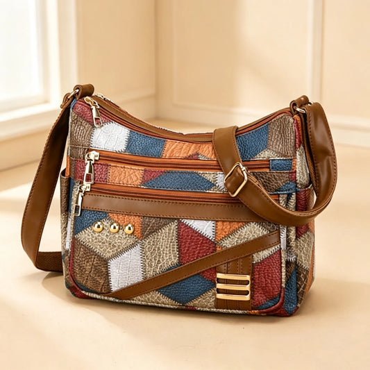 😍❤️Bolso de hombro a juego de color de cuero suave de PU de nueva moda