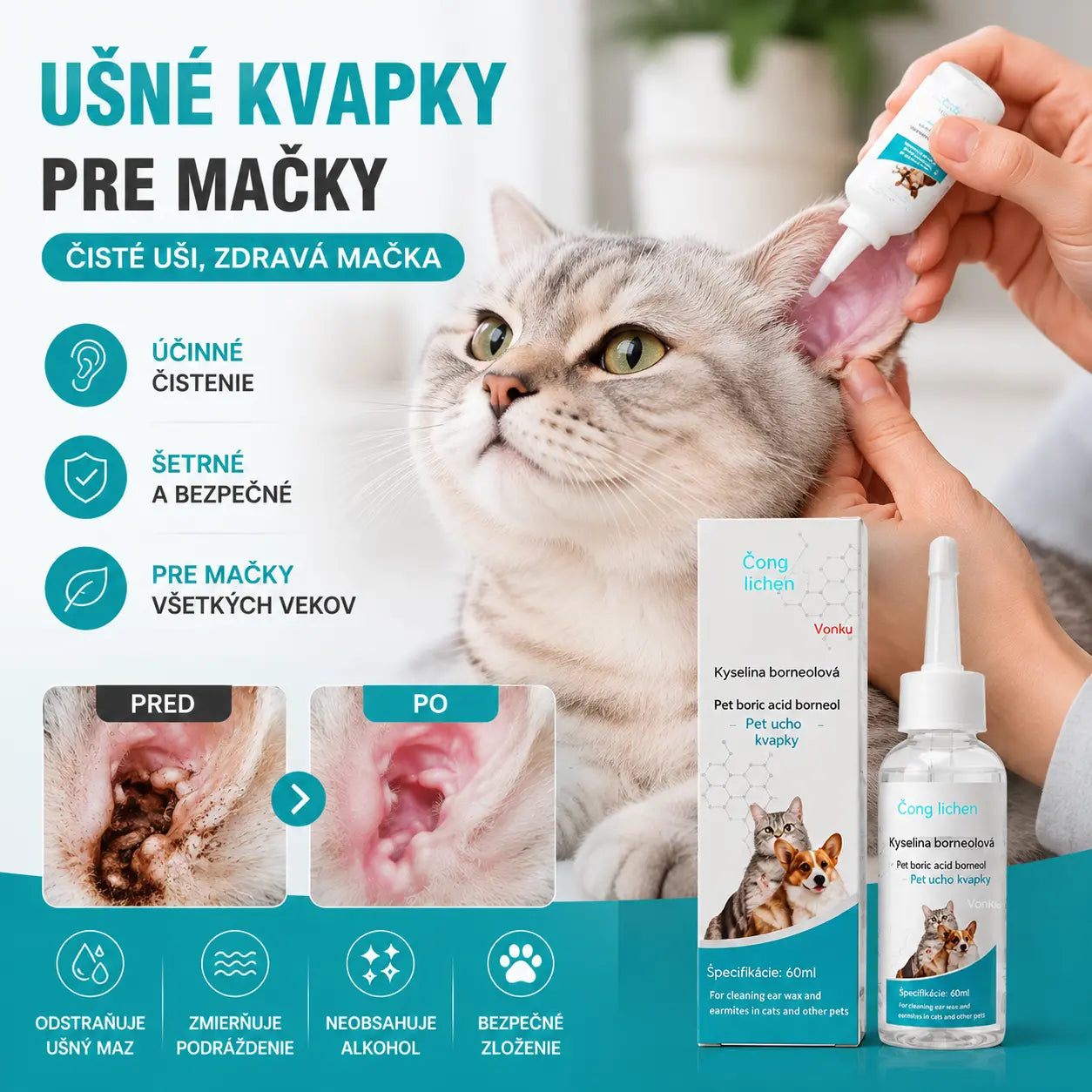 【Kúpte 1, získajte 1 zadarmo】 🐱🐶 Jemné kvapky na čistenie uší pre domáce zvieratá – Rozlúčte sa s chorobami uší