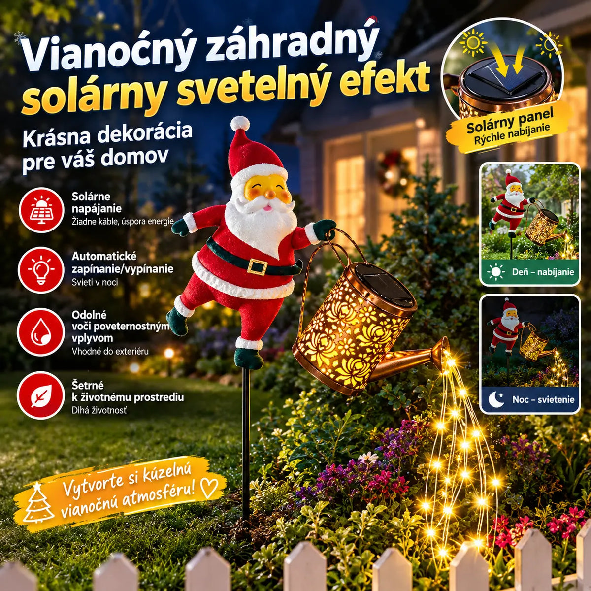 📢📢ZĽAVA 60%! 🎅Solárne záhradné svetlo Santa✨