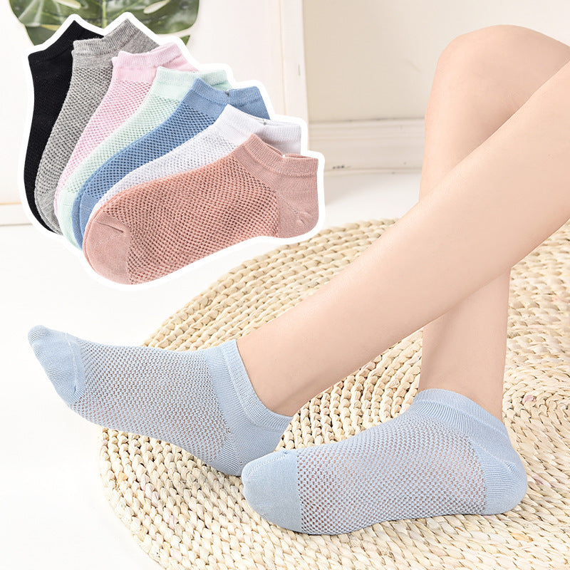 ✨🎉【1 sada za 7 párov】🧦Letné tenké jednofarebné dámske ponožky zo sieťoviny