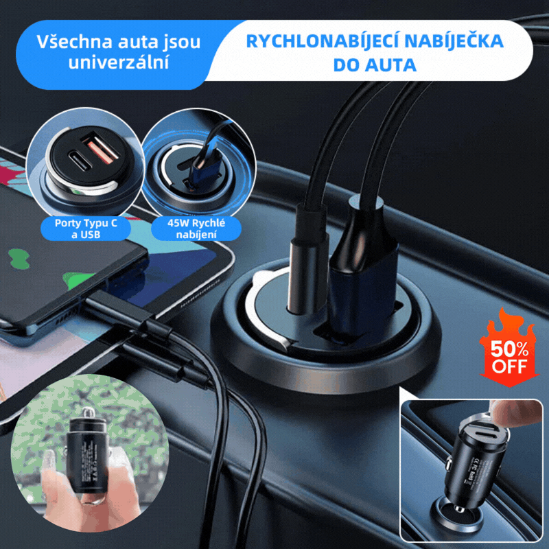 🔥Špeciálna ponuka s obmedzenou platnosťou🚗🚗Univerzálny rýchlonabíjací nabíjač do auta