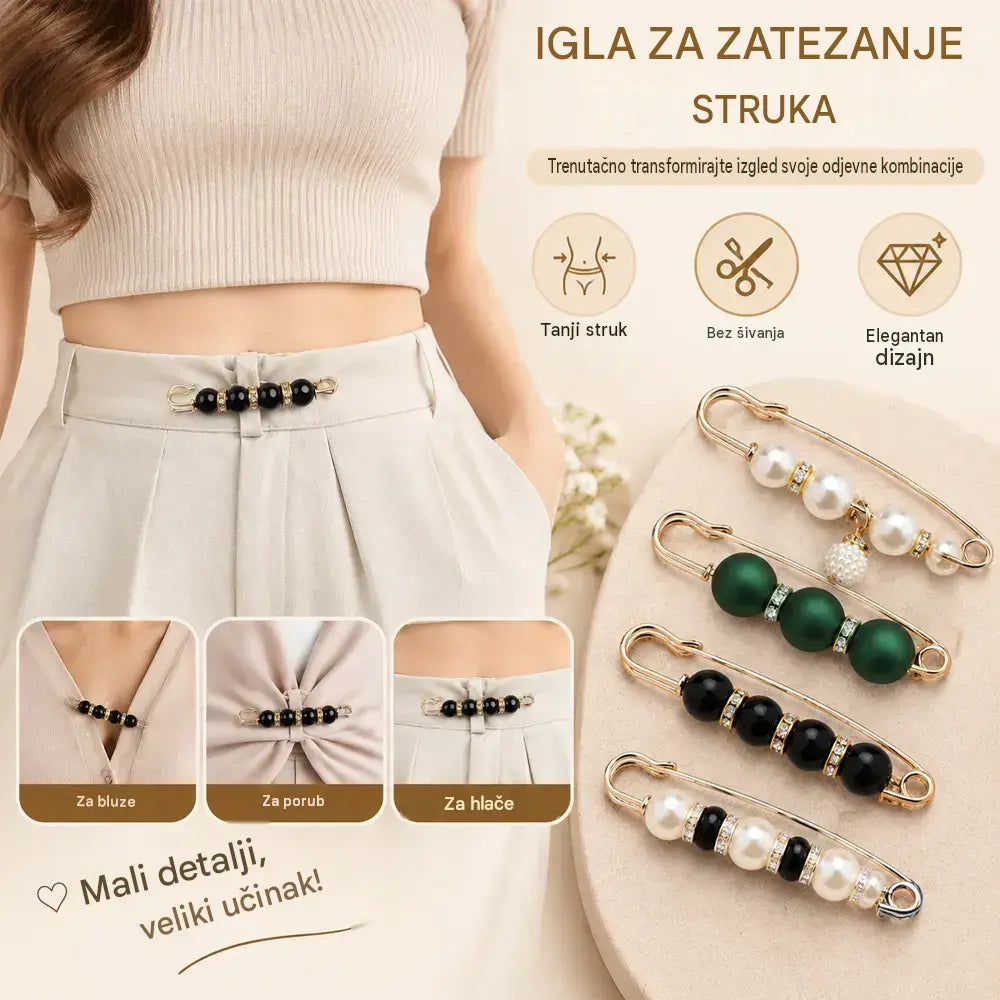 ✨ Elegantne biserne sponke za prilagajanje pasu in izreza (komplet 12 kosov: 6 modelov x 2 kosa) 👗 | 💎 Brez šivanja · Elegantne in praktične