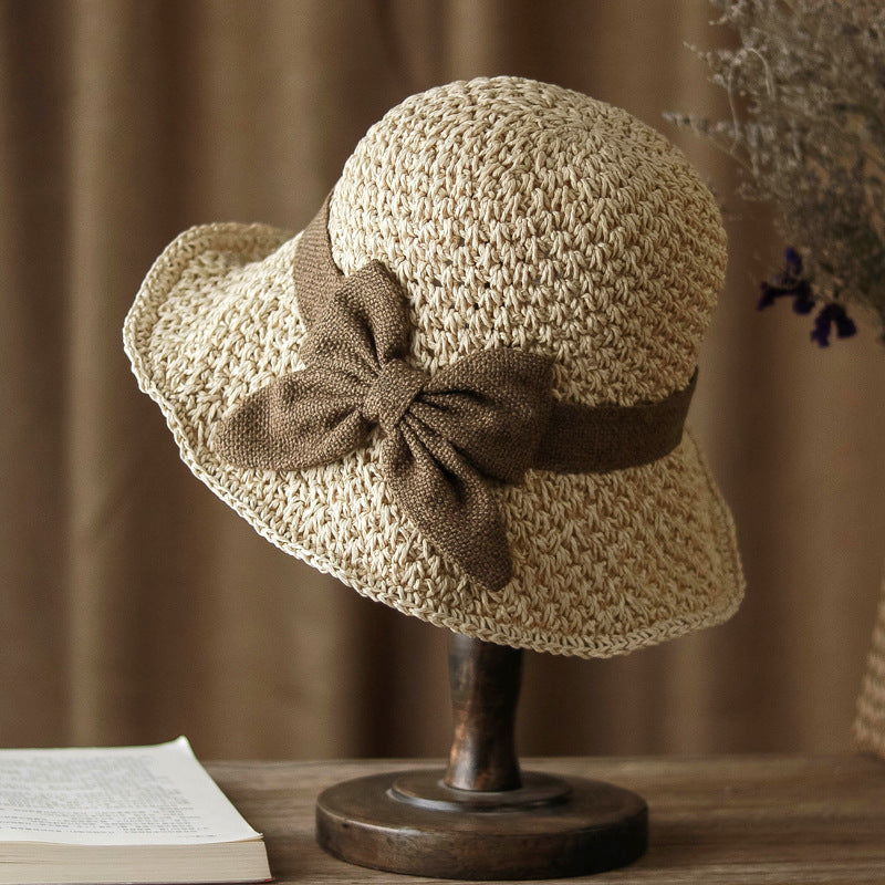 🧢 Nyní se slevou 49 %! 🌞 Elegantní pletený slaměný klobouk s mašlí – prodyšný a skládací, ideální volba na pláž i na cesty 👒