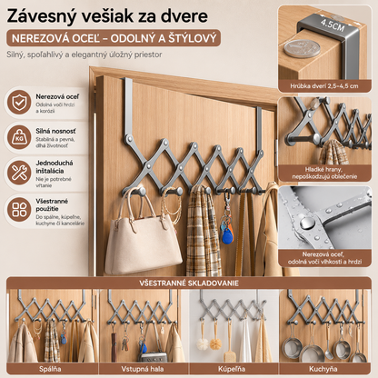 🏠🌟【Nerezová oceľ + 6-násobné skladanie】Nastaviteľný háčik na dvere