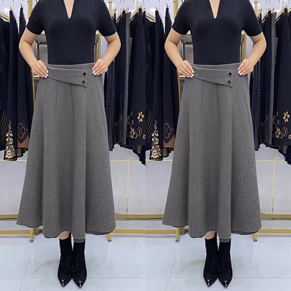 👗🎀【S-4XL】Jesenná/zimná vlnená midi sukňa