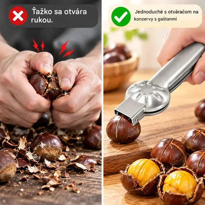 👍🌰Otvárač na gaštany z nehrdzavejúcej ocele – jednoduchý a rýchly krájač gaštanov