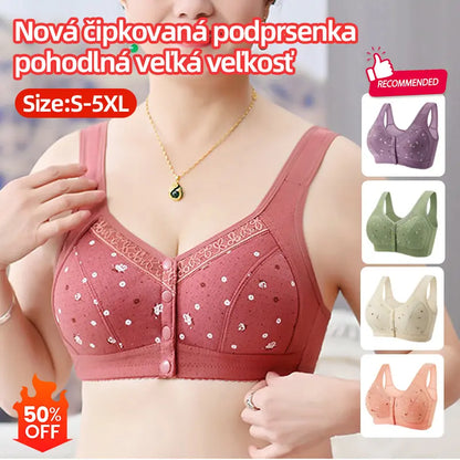 🎀🌟【1 sada za 3 kusy】👙 【45 – 100 kg】Nová veľká čipkovaná podprsenka pohodlného štýlu (59 % zľava)