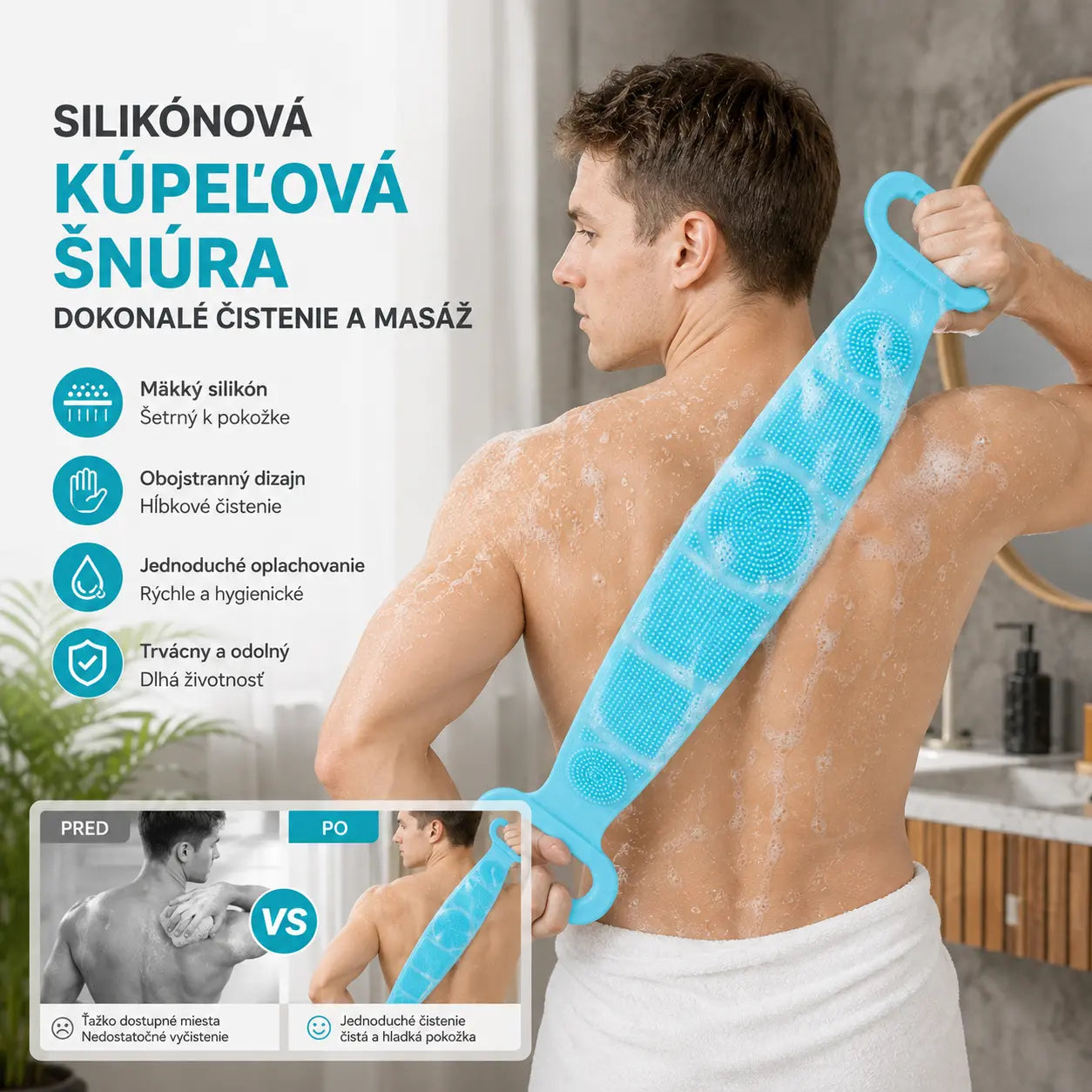 【Kúpte 1, dostanete 1 zadarmo】🧼Silikónová čistiaca kefka na telo | Jemne odlupuje a hĺbkovo čistí pokožku, zanecháva ju jemnú a hladkú.