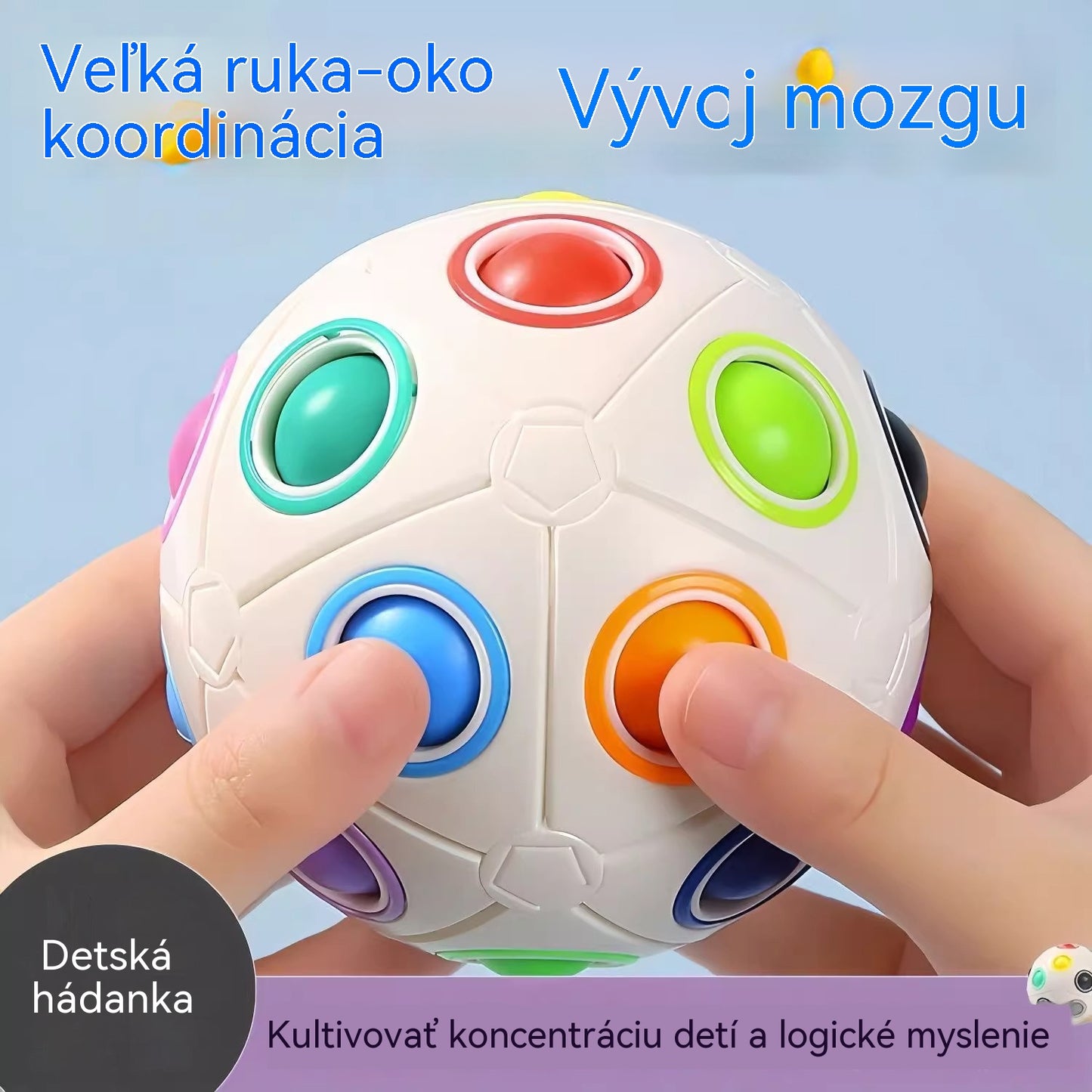 ⚽【3 položky】Magická dúhová loptička - hračka pre deti vo veku 3-6 rokov: Intelektuálny rozvoj a tréning mozgu s Rubikovou kockou
