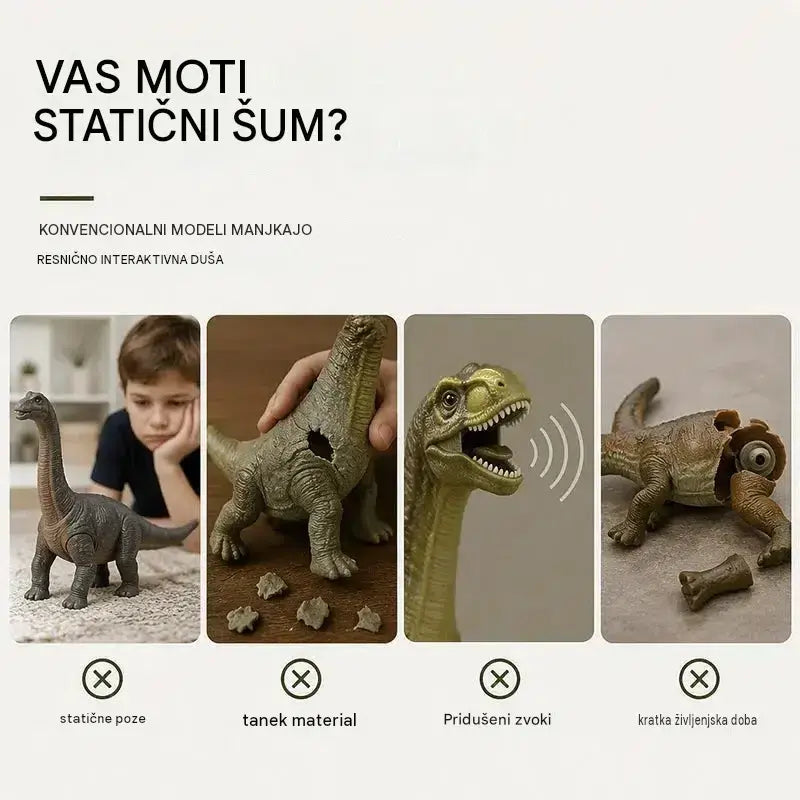 🦕 Električni brahiozaver, ki hodi: igrača dinozaver s funkcijami gibanja, zvočnimi učinki in očmi z LED-osvetlitvijo.