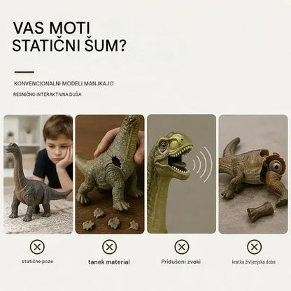 🦕 Električni brahiozaver, ki hodi: igrača dinozaver s funkcijami gibanja, zvočnimi učinki in očmi z LED-osvetlitvijo.