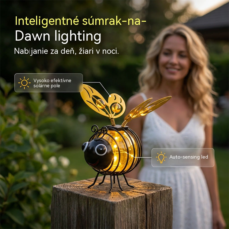 🌙🍃Závesné solárne svetlo v tvare včely – teplá jantárová žiara, bez blikania, ideálne na záhradné párty, kempovanie alebo detské izby 🌞🌜