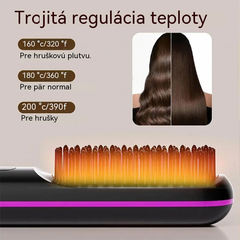 💇‍♀️【Jeden kefa = rovné vlasy】Prenosný hrebeň na narovnávanie vlasov so zápornými iónmi