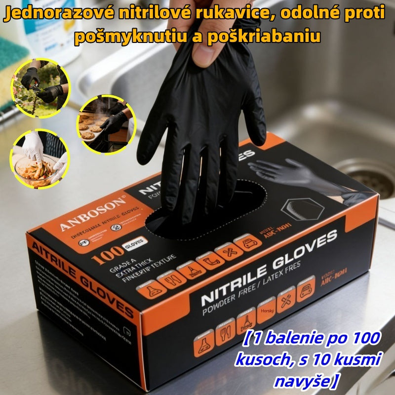 🧤【100+10 ks.】🧰⚒️Jednorazové nitrilové rukavice, odolné proti pošmyknutiu a poškriabaniu