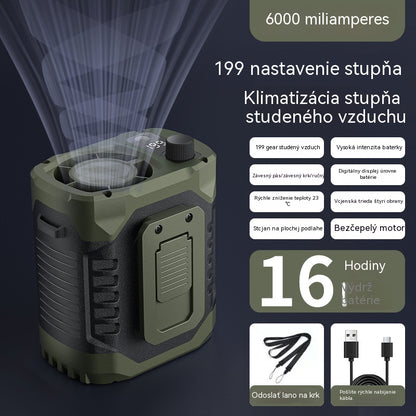 【6000 mAh】⚡Nový vysokorýchlostný ventilátor na opasok, prenosný s USB a pripínaním na vonkajšie staveniská
