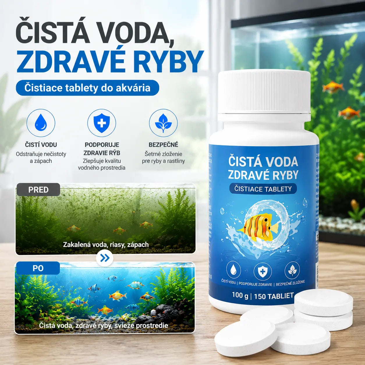 🐟【Kúpte 1 a získajte 1 zadarmo】💧 Šumivé tablety na čistenie akváriovej a jazierkovej vody 🔥