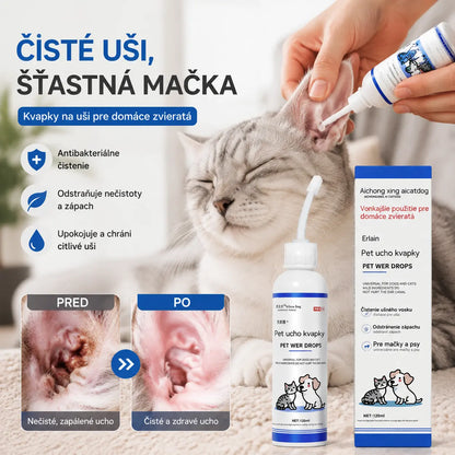 🐱🐶 Jemné kvapky na čistenie uší pre domáce zvieratá – Rozlúčte sa s ochoreniami vonkajšieho zvukovodu