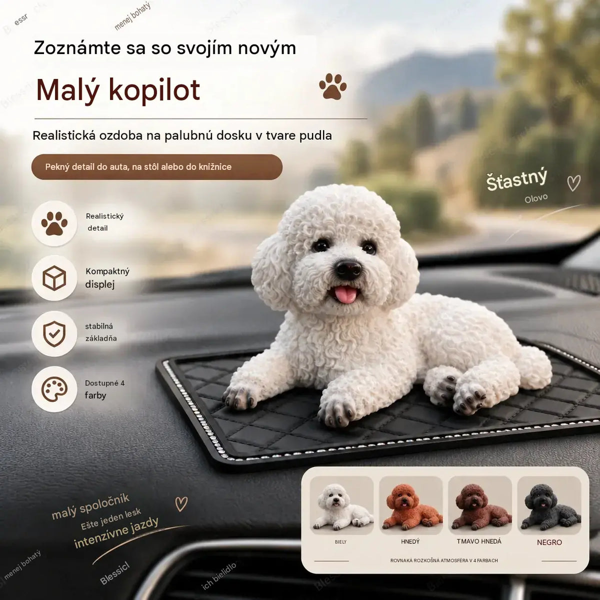 🐶✨Ozdoba na auto v tvare pudla: najroztomilejšie vylepšenie palubnej dosky