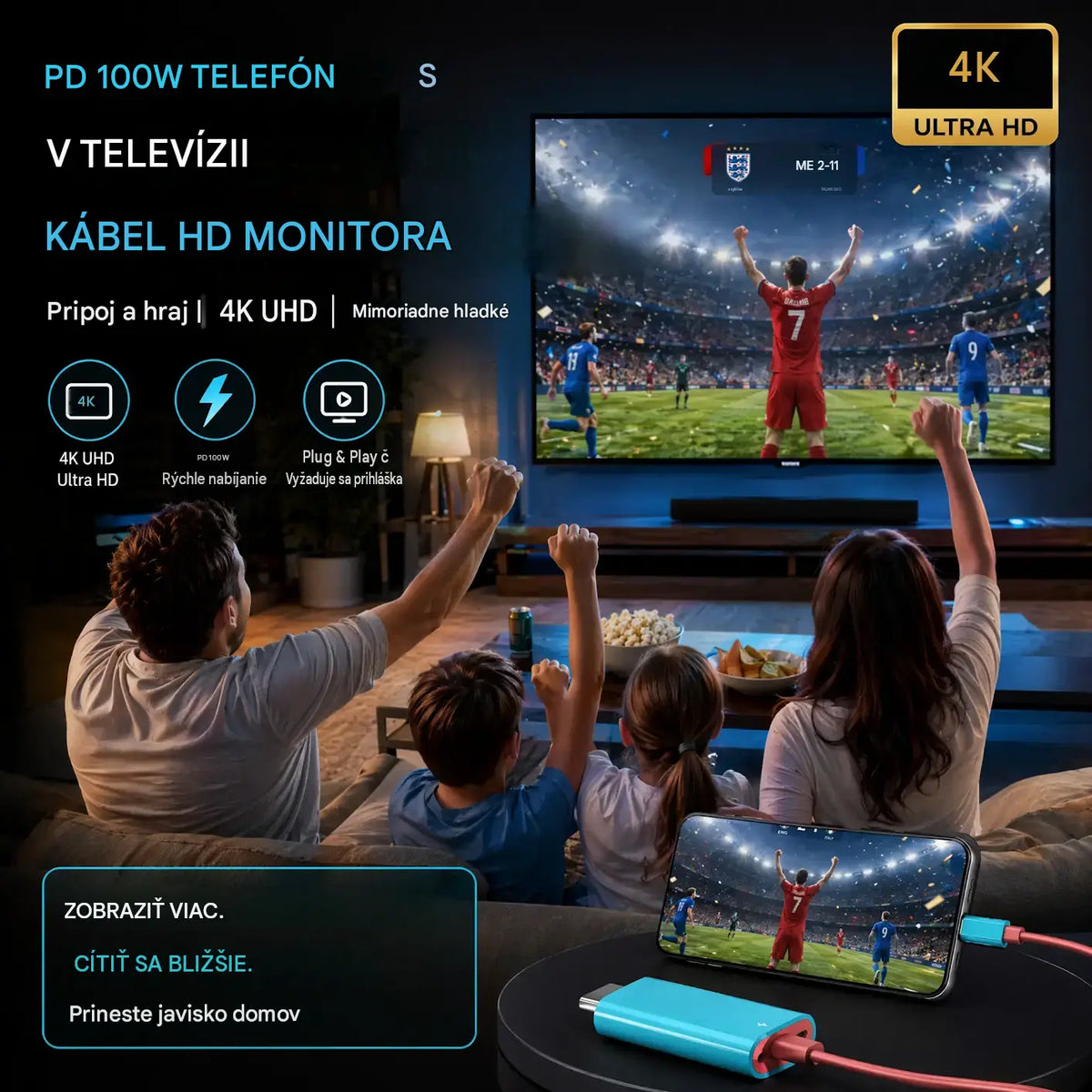 🔥 LIMITOVANÁ PONUKA: 50% zľava! 🔥 Adaptérový kábel USB-C na HDMI pre Switch