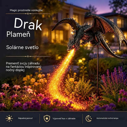 Nový produkt: Dekoratívna záhradná lampa v tvare ohnivého draka napájaná solárnou energiou.