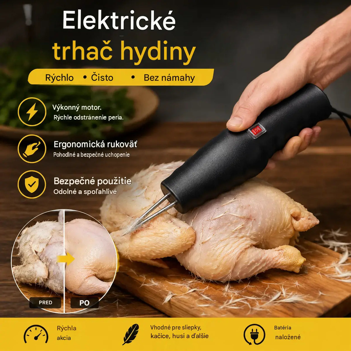 【🔥Výpredaj】🐓🦆Elektrický odstraňovač chlpov z hydiny