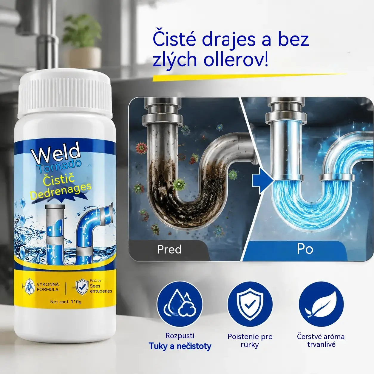 🛁💦【Kúpte 1 a dostanete 1 zadarmo】🌟Čistič drezov a odtokov: pena s vysokou hustotou na báze výťažkov a rozkladných enzýmov.