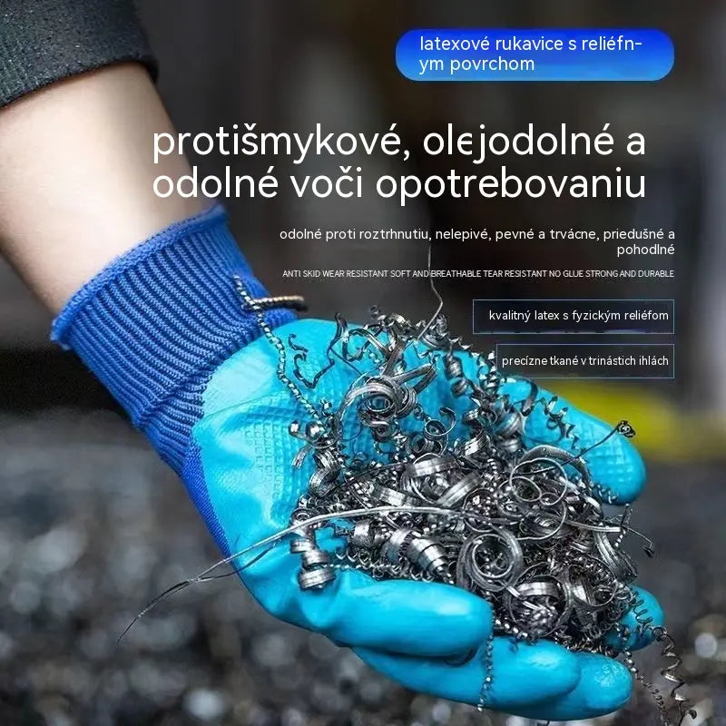 💥 Zľava 50 % 🎁【1 sada (10 kusov)】Pracovné rukavice s gumovým povrchom a pletenými manžetami