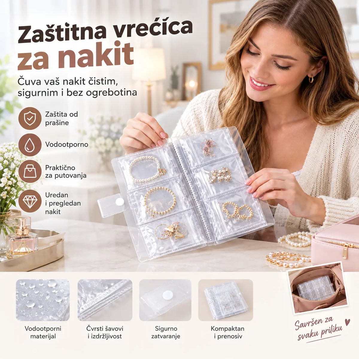 🌟Vrećica za nakit otporna na prašinu, prozirna PVC prijenosna vrećica za nakit