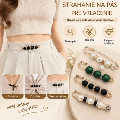 ✨ Elegantné perlové spony na úpravu pása a výstrihu (sada 12 kusov: 6 štýlov po 2 kusoch) 👗 | 💎 Bez nutnosti šitia · Elegantné a praktické