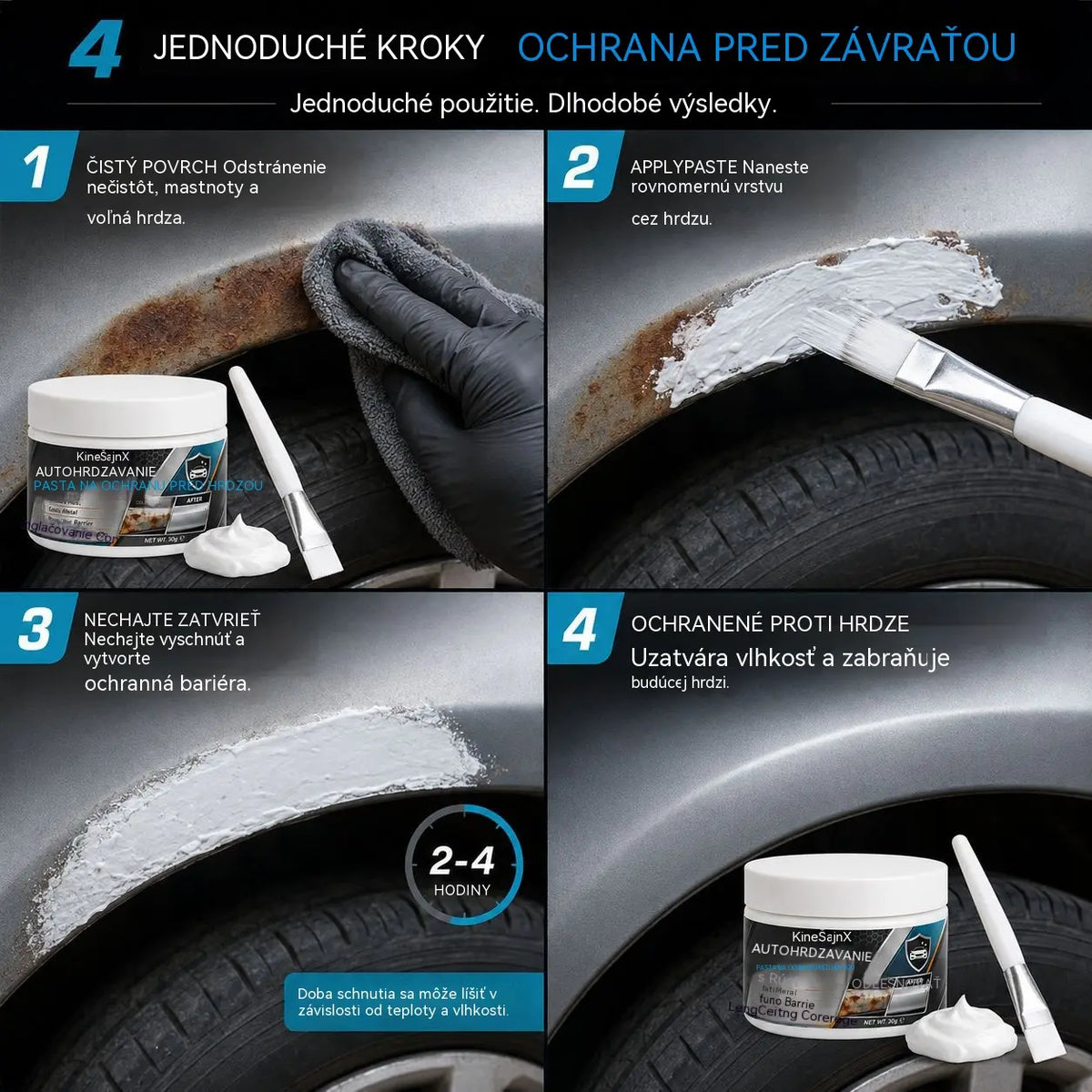 🚗 Pasta na opravu hrdze na kovových častiach auta – Antikorózny regeneračný krém a ochranná bariéra s dlhodobým účinkom pre kovové povrchy vozidiel