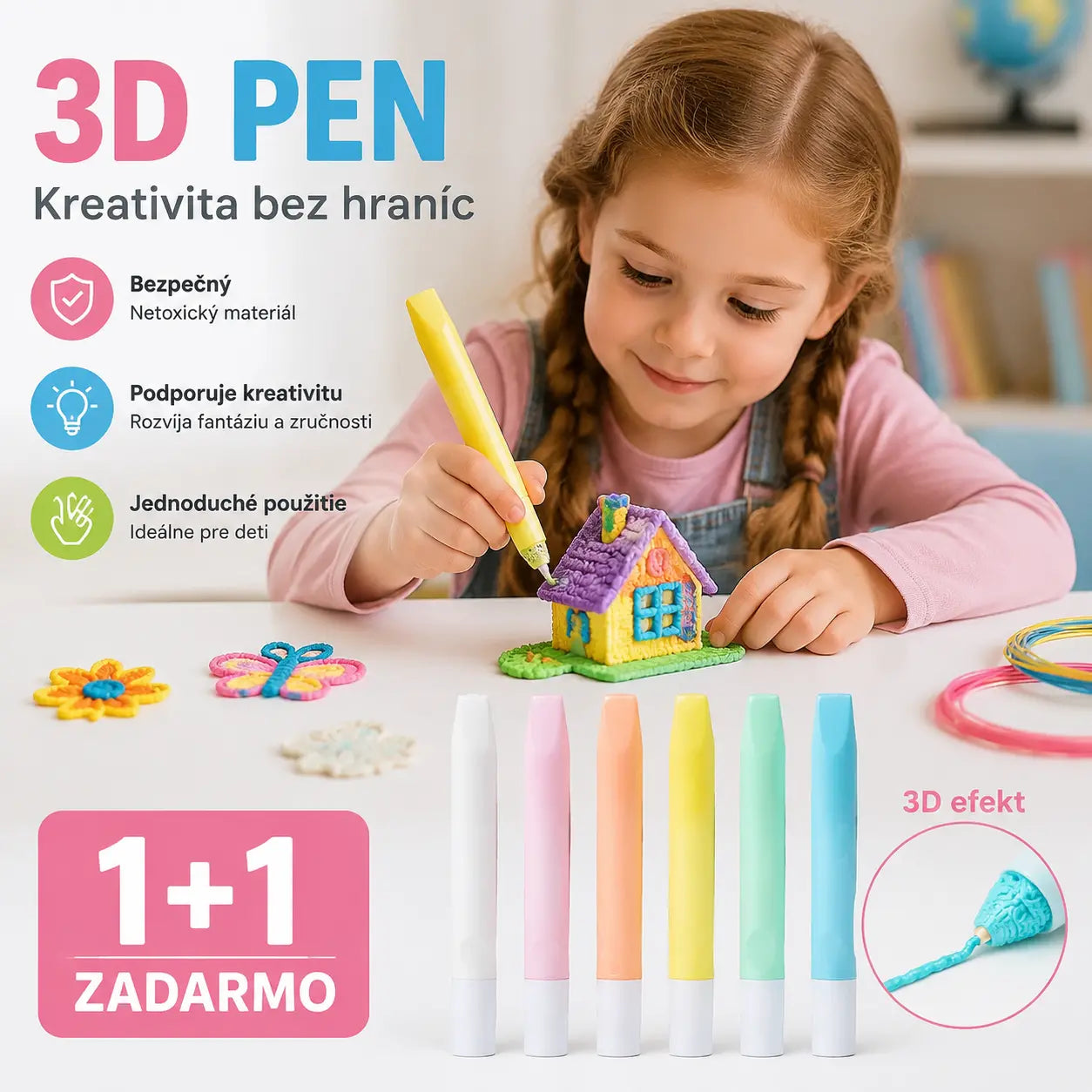 【1 sada 6 kusov】🎁3D tlačiarenské pero pre deti: Kreslenie bublín z popcornu (DIY)